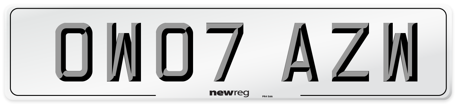 OW07 AZW Number Plate from New Reg